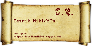 Detrik Miklós névjegykártya